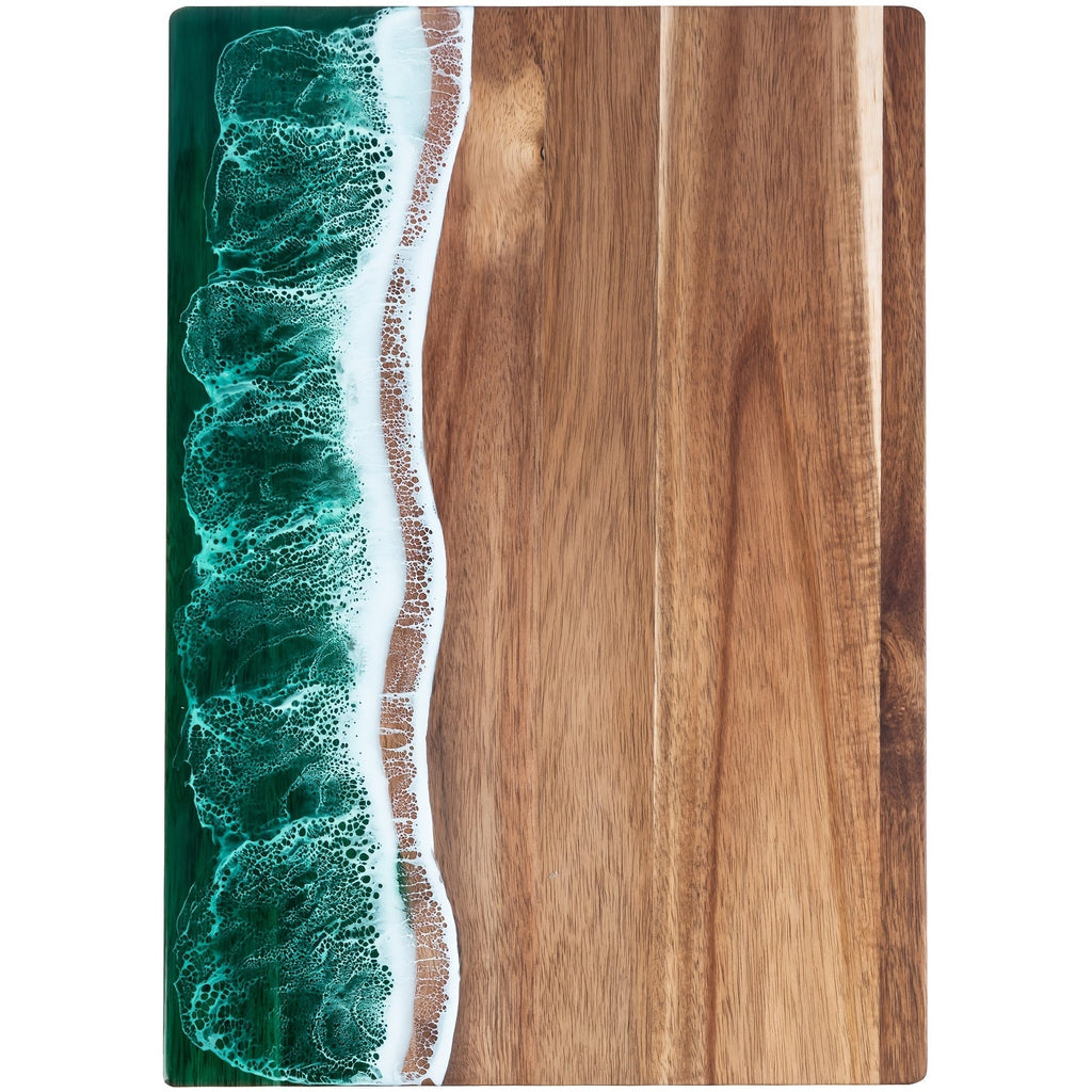 Wave | Resin Acacia Cutting Board, Ocean Wave Epoxy Charcuterie Board, Cheese and Serving Board