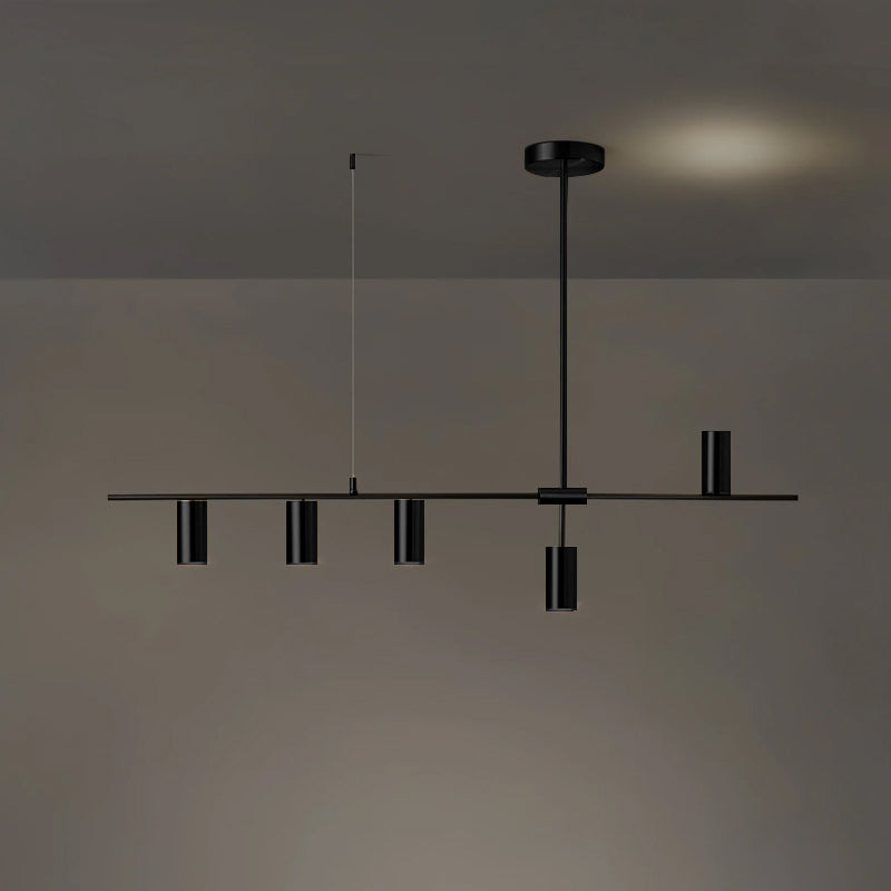 Afferre | Linear Kitchen Island Pendant Light, Modern Black and Copper Spotlight Chandelier for Dining Table