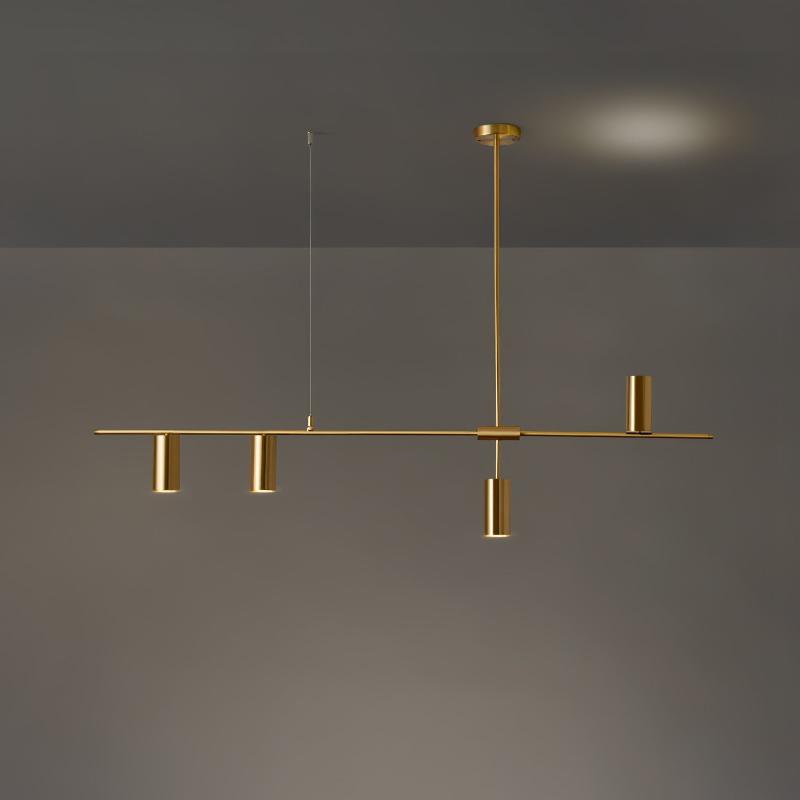 Afferre | Linear Kitchen Island Pendant Light, Modern Black and Copper Spotlight Chandelier for Dining Table