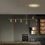 Afferre | Linear Kitchen Island Pendant Light, Modern Black and Copper Spotlight Chandelier for Dining Table
