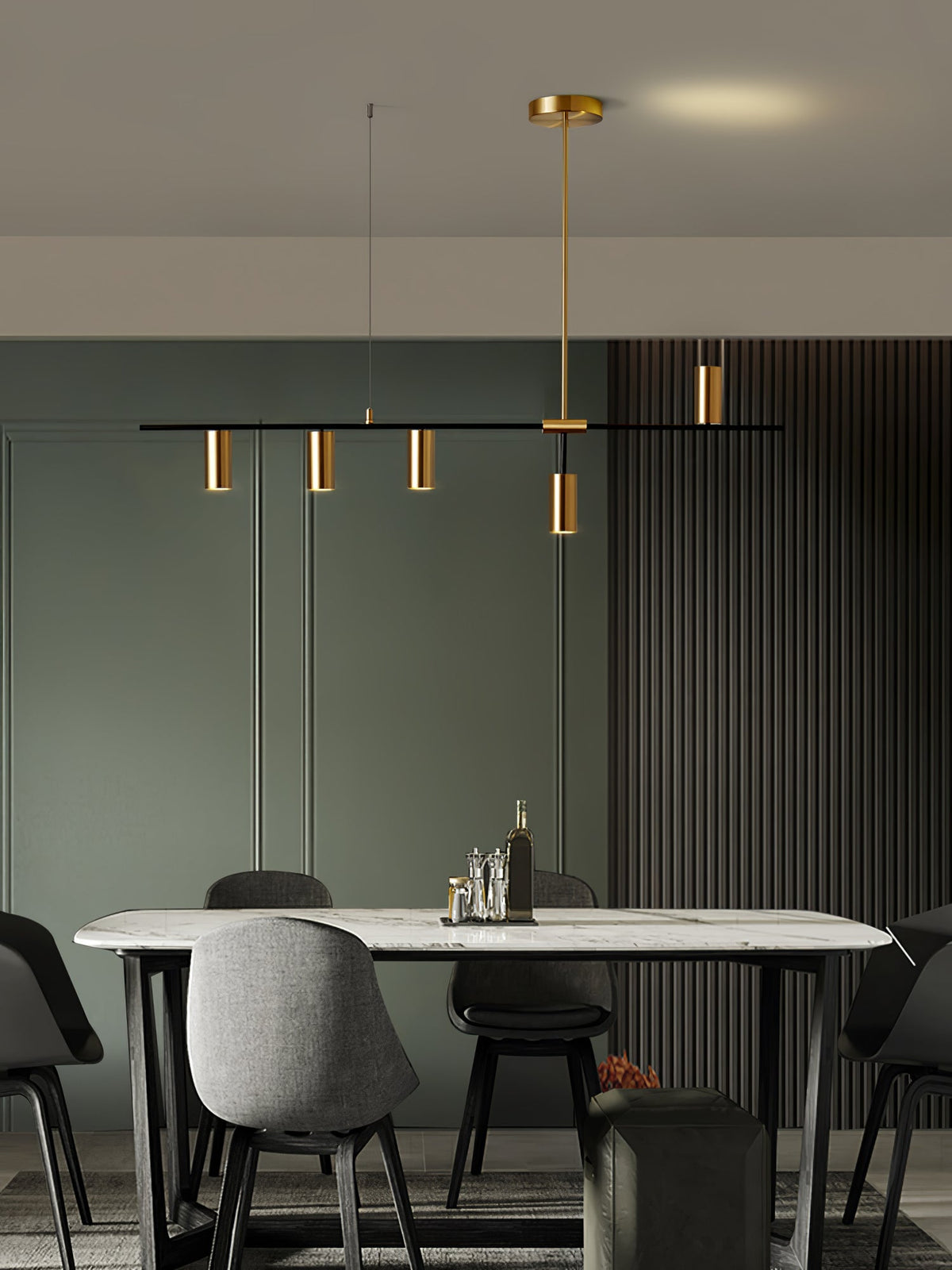 Afferre | Linear Kitchen Island Pendant Light, Modern Black and Copper Spotlight Chandelier for Dining Table