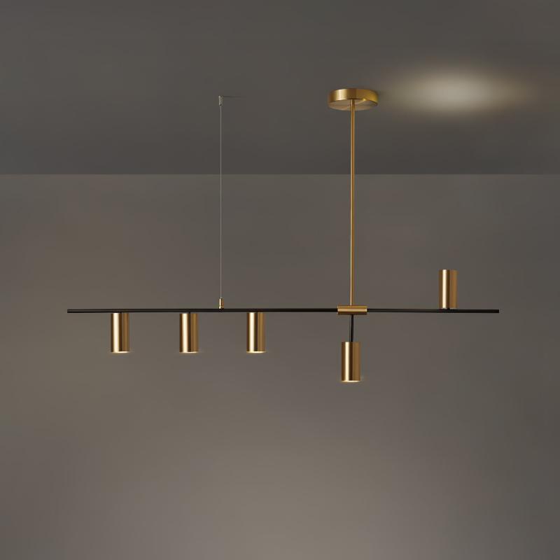 Afferre | Linear Kitchen Island Pendant Light, Modern Black and Copper Spotlight Chandelier for Dining Table