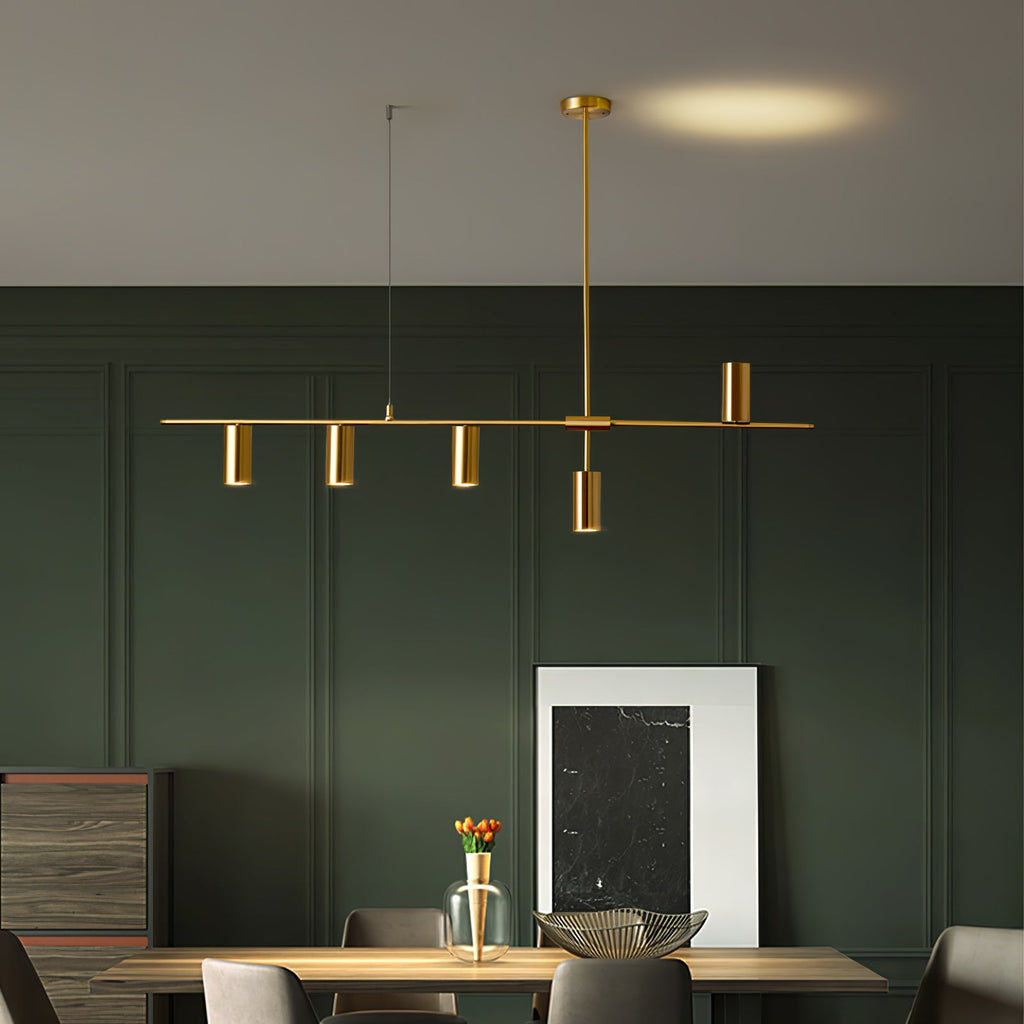 Afferre | Linear Kitchen Island Pendant Light, Modern Black and Copper Spotlight Chandelier for Dining Table