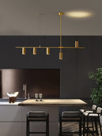Afferre | Linear Kitchen Island Pendant Light, Modern Black and Copper Spotlight Chandelier for Dining Table