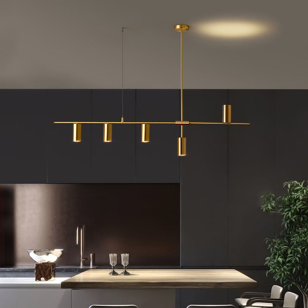 Afferre | Linear Kitchen Island Pendant Light, Modern Black and Copper Spotlight Chandelier for Dining Table