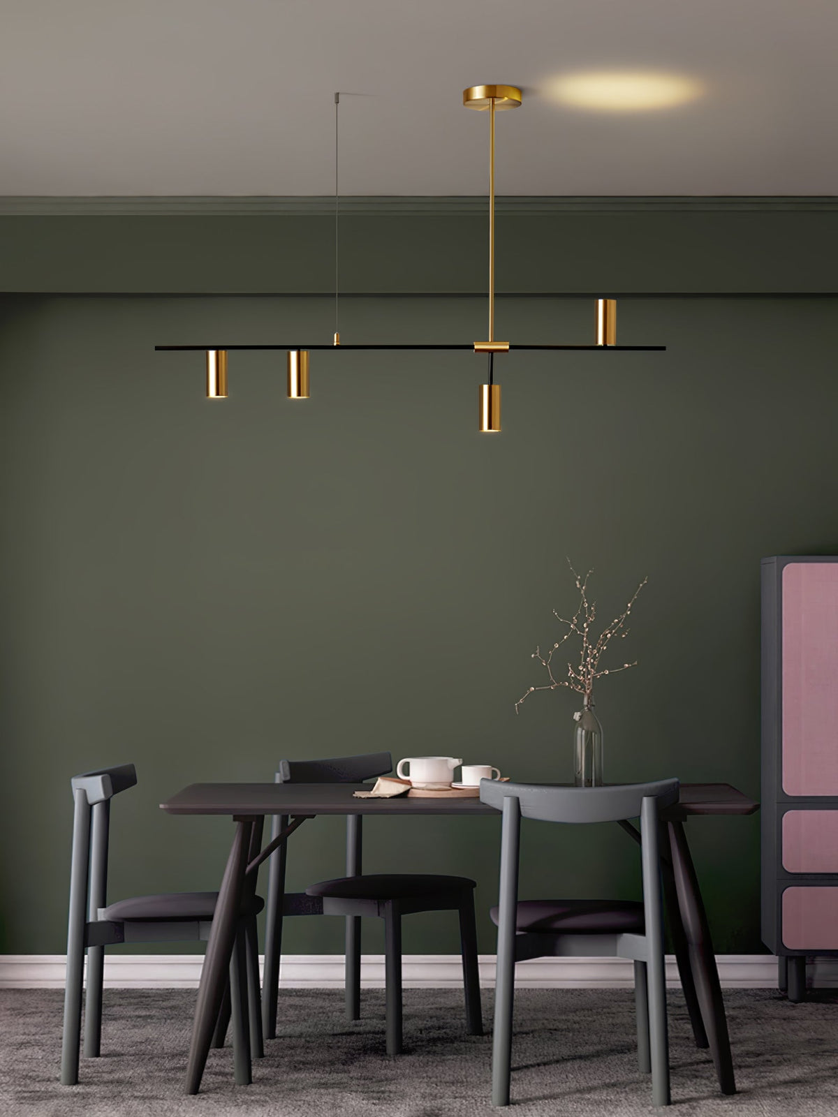 Afferre | Linear Kitchen Island Pendant Light, Modern Black and Copper Spotlight Chandelier for Dining Table