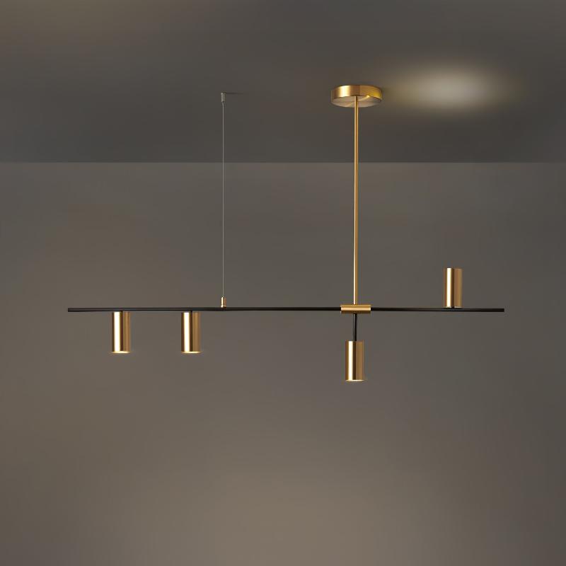 Afferre | Linear Kitchen Island Pendant Light, Modern Black and Copper Spotlight Chandelier for Dining Table