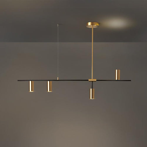 Afferre | Linear Kitchen Island Pendant Light, Modern Black and Copper Spotlight Chandelier for Dining Table