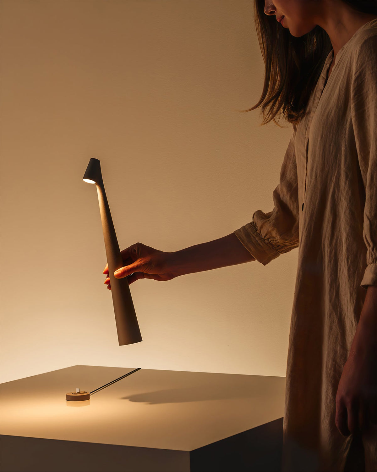 Aria | Cordless Rechargeable Table Lamp, Slim LED Battery Desk Lamp for Bedside, Dining and Patio