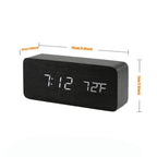 Timber | Wooden Digital Alarm Clock, LED Desk Clock with Temperature, Bedside Clock for Bedroom