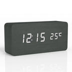 Timber | Wooden Digital Alarm Clock, LED Desk Clock with Temperature, Bedside Clock for Bedroom