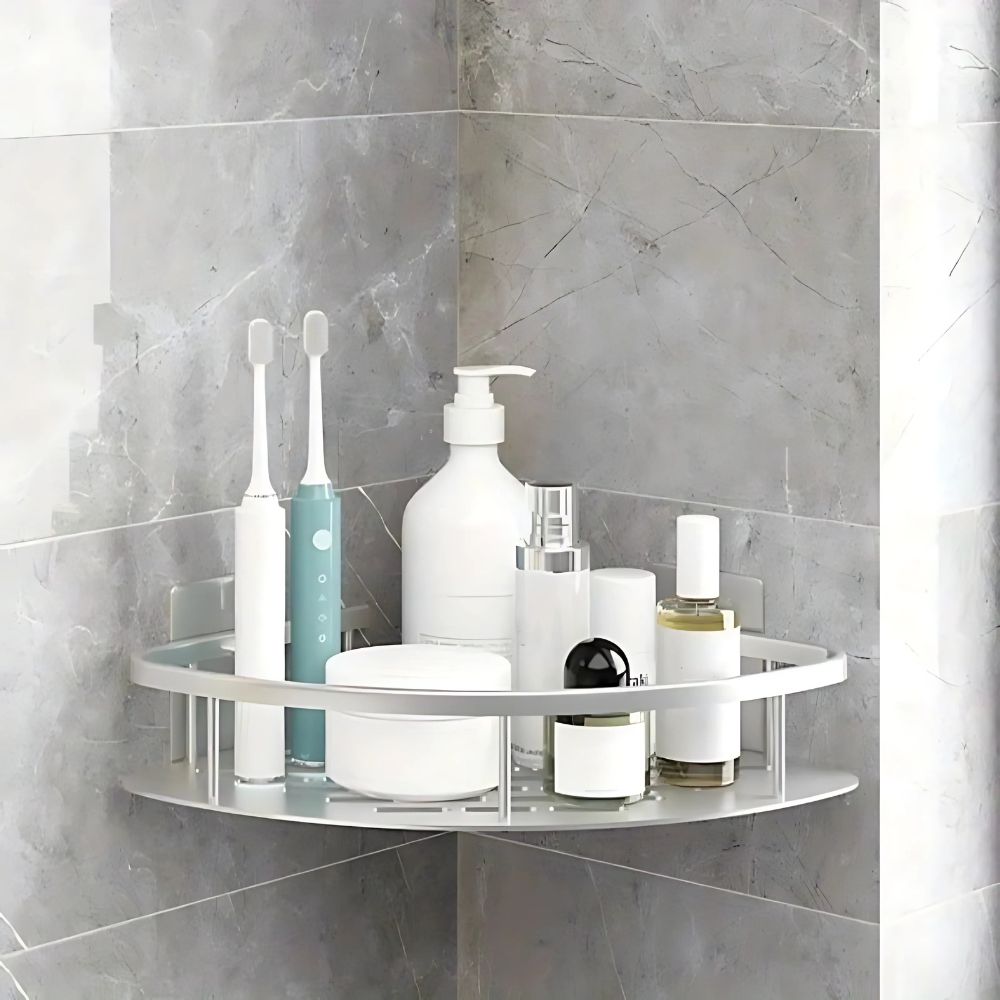 Aluma Curve | Aluminum Shower Caddy Shelf, Adhesive No Drill Bathroom Organizer, Rustproof Wall Mounted Shower Rack