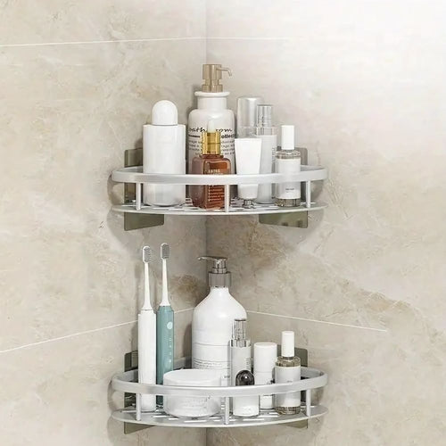 Aluma Curve | Aluminum Shower Caddy Shelf, Adhesive No Drill Bathroom Organizer, Rustproof Wall Mounted Shower Rack