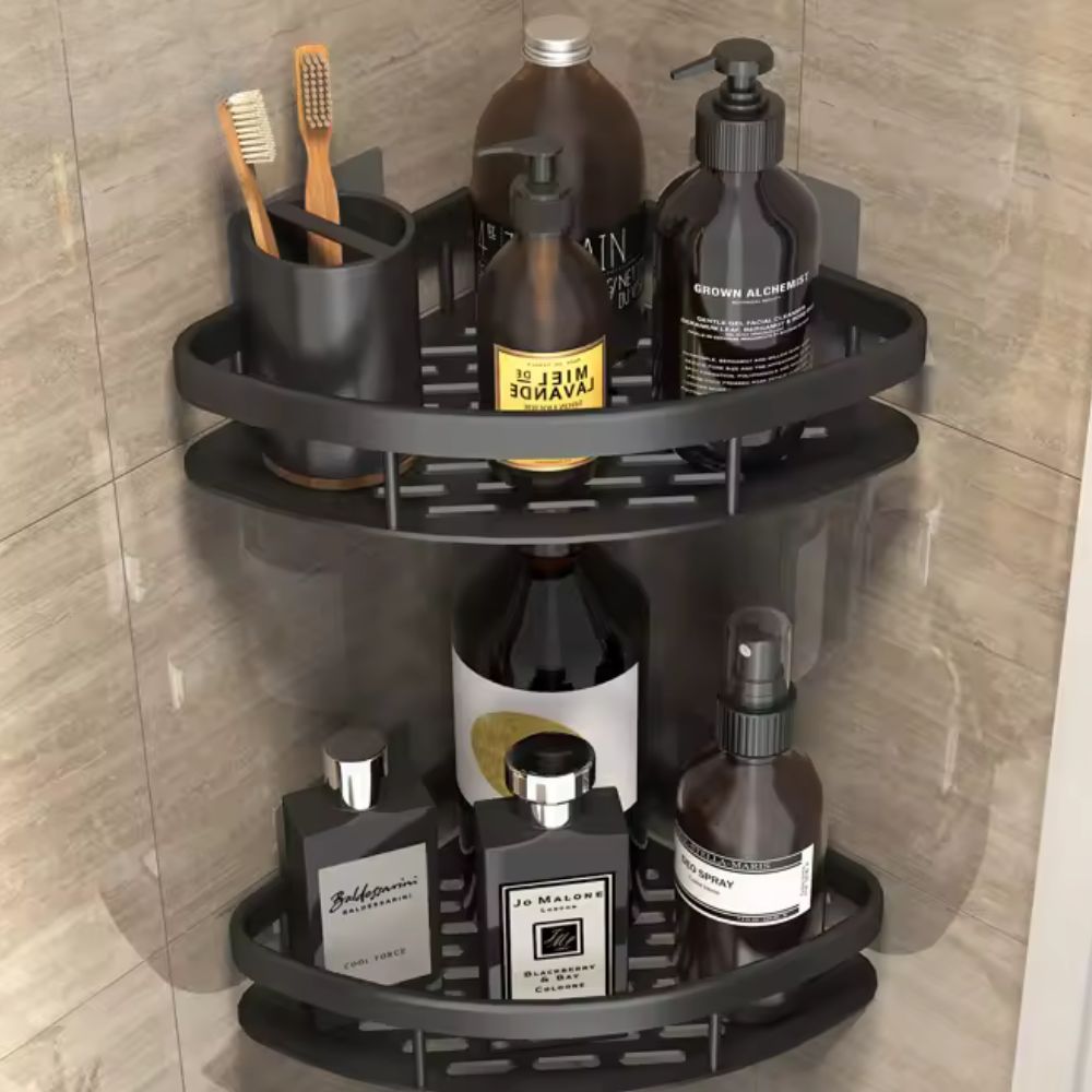 Aluma Curve | Aluminum Shower Caddy Shelf, Adhesive No Drill Bathroom Organizer, Rustproof Wall Mounted Shower Rack