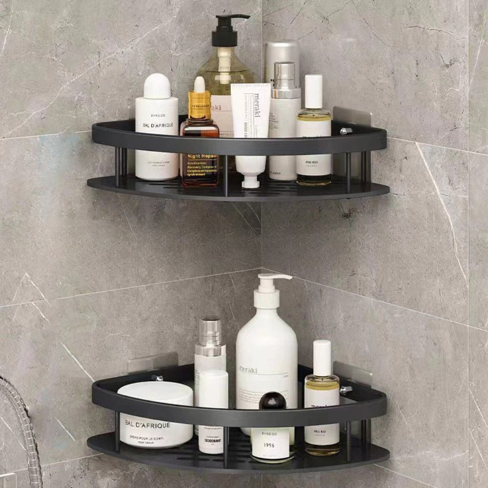 Aluma Curve | Aluminum Shower Caddy Shelf, Adhesive No Drill Bathroom Organizer, Rustproof Wall Mounted Shower Rack