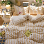 Eve | Washed Cotton Crepe Striped Quilt Set | Breathable Cozy Cotton Bedding