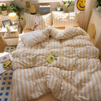 Eve | Washed Cotton Crepe Striped Quilt Set | Breathable Cozy Cotton Bedding
