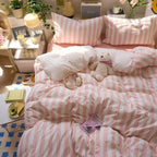 Eve | Washed Cotton Crepe Striped Quilt Set | Breathable Cozy Cotton Bedding