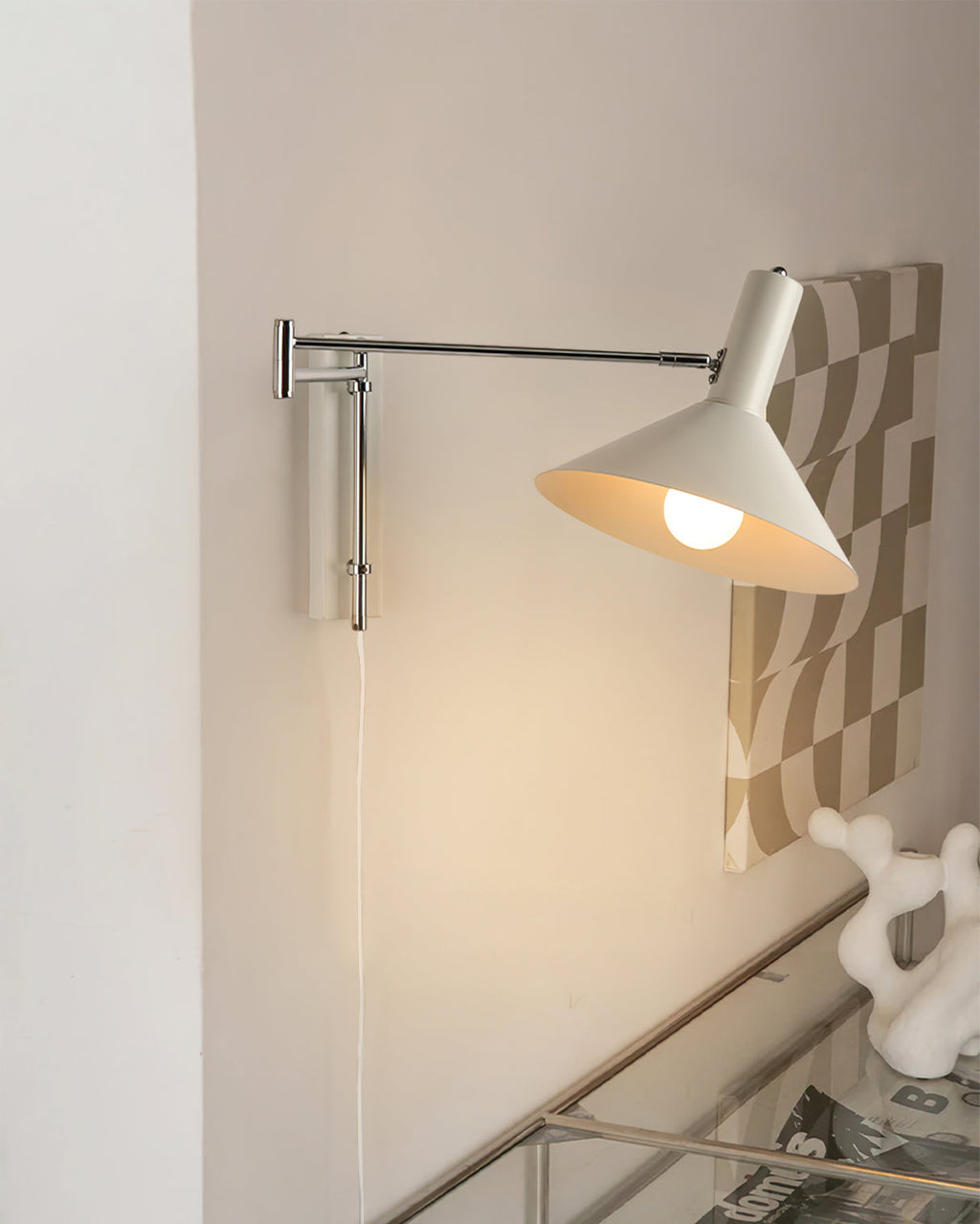 Anvia | Plug In Wall Lamp, Adjustable Arm Cone Wall Sconce for Bedroom and Reading Nook