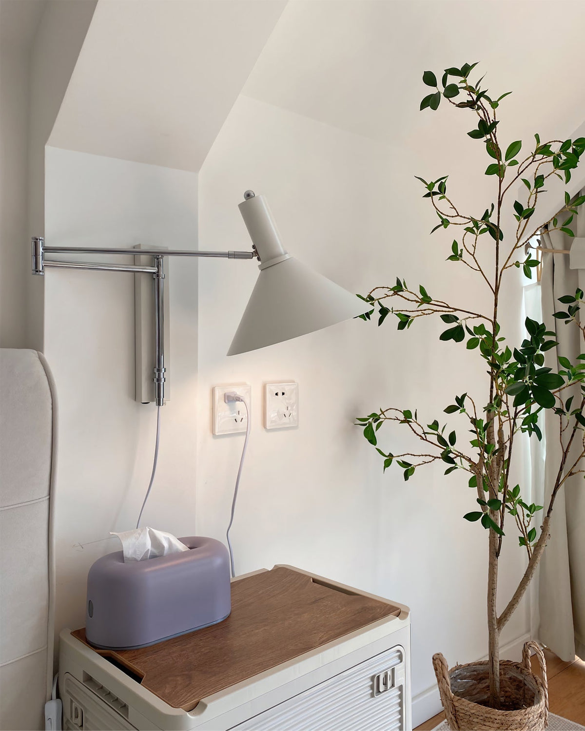 Anvia | Plug In Wall Lamp, Adjustable Arm Cone Wall Sconce for Bedroom and Reading Nook