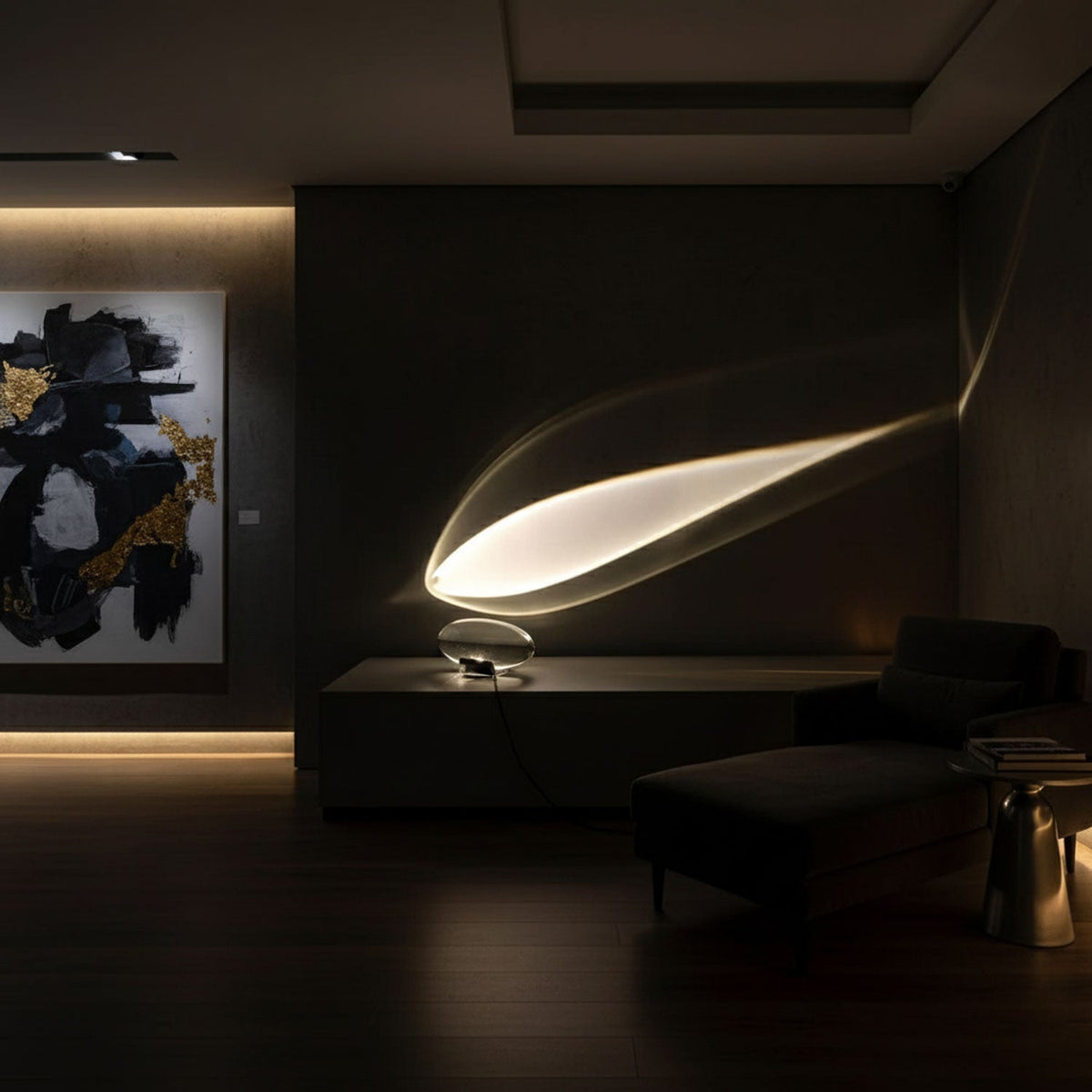 Ova | Crystal Glass Table Lamp, Oval Stone LED Accent Lamp, Sunset Projection Light for Bedroom