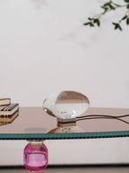 Ova | Crystal Glass Table Lamp, Oval Stone LED Accent Lamp, Sunset Projection Light for Bedroom
