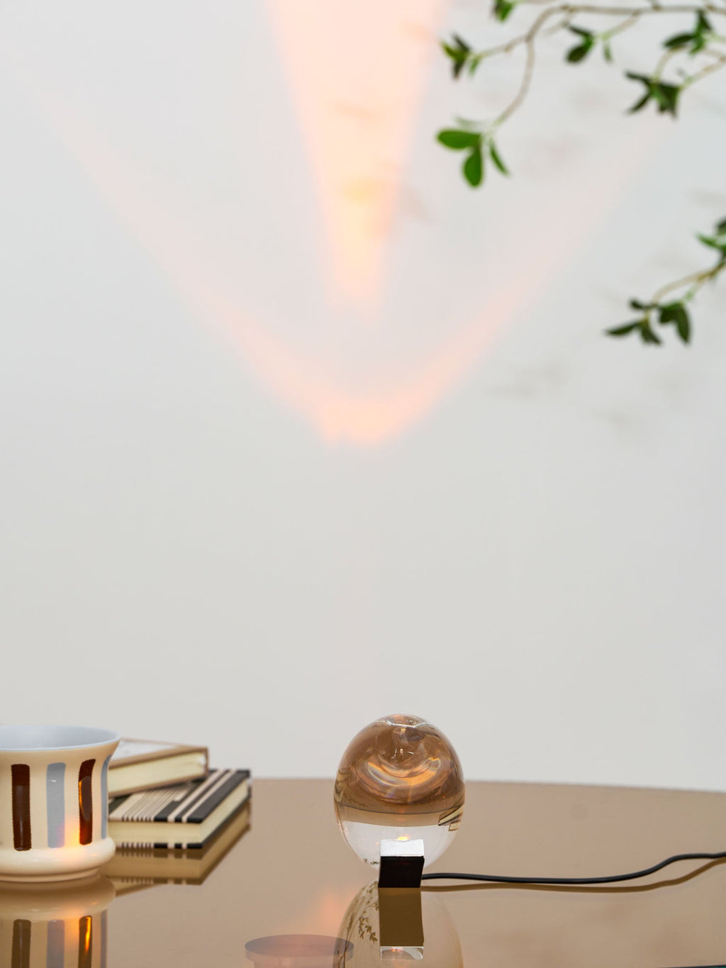 Ova | Crystal Glass Table Lamp, Oval Stone LED Accent Lamp, Sunset Projection Light for Bedroom