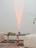 Ova | Crystal Glass Table Lamp, Oval Stone LED Accent Lamp, Sunset Projection Light for Bedroom