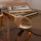 Ova | Crystal Glass Table Lamp, Oval Stone LED Accent Lamp, Sunset Projection Light for Bedroom