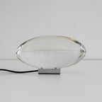 Ova | Crystal Glass Table Lamp, Oval Stone LED Accent Lamp, Sunset Projection Light for Bedroom