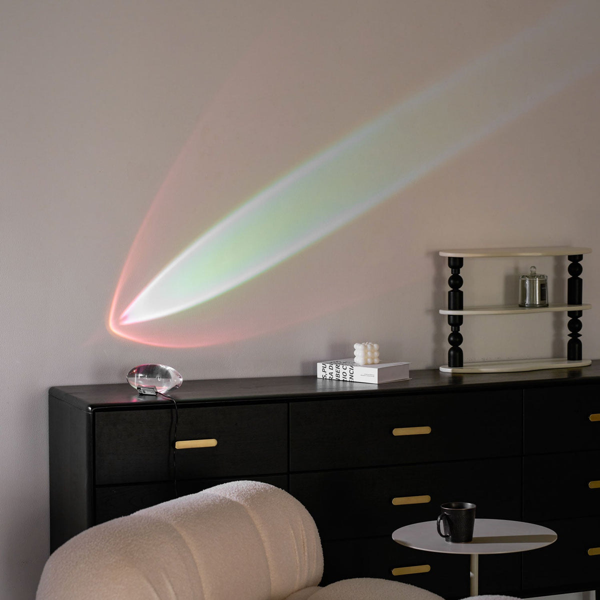 Ova | Crystal Glass Table Lamp, Oval Stone LED Accent Lamp, Sunset Projection Light for Bedroom