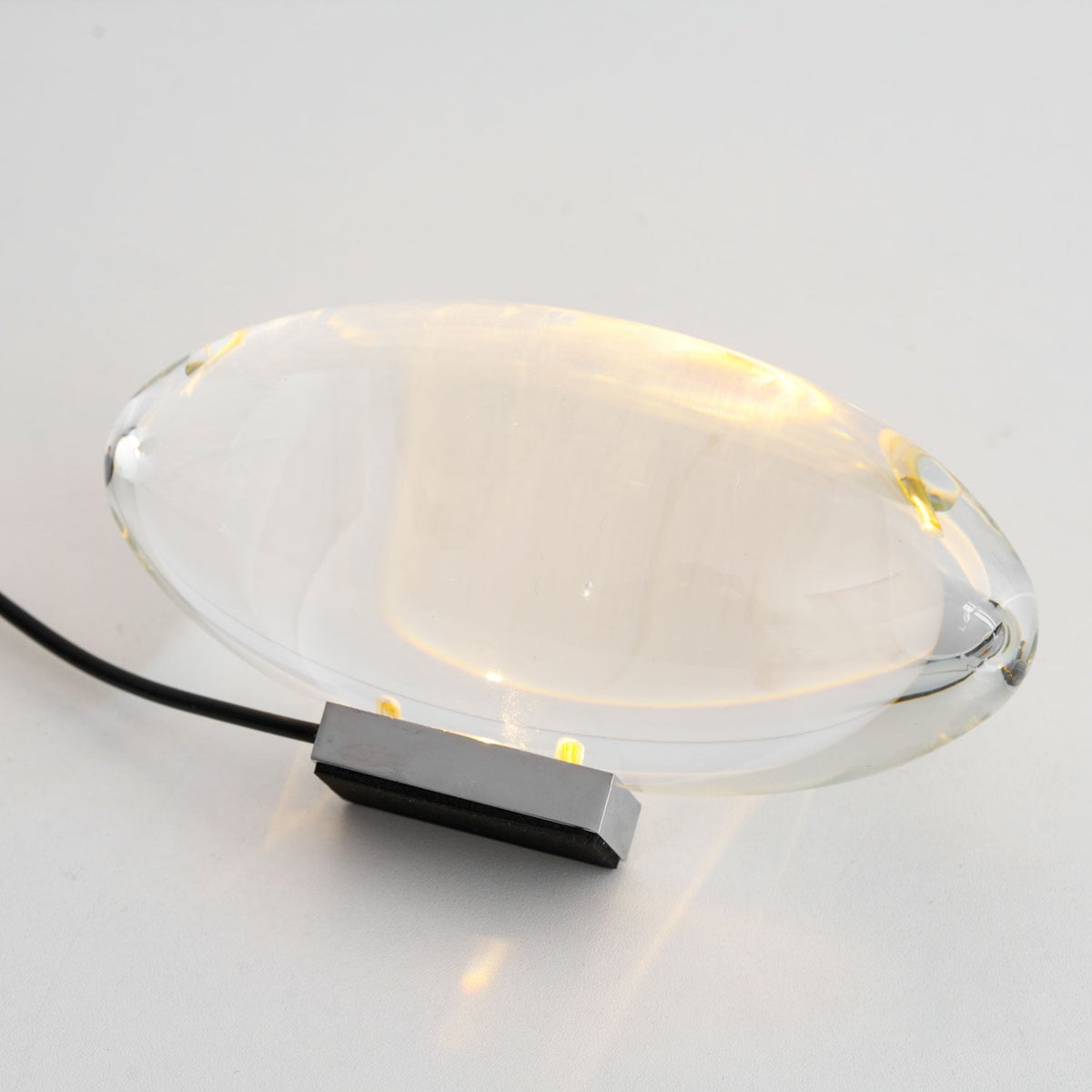 Ova | Crystal Glass Table Lamp, Oval Stone LED Accent Lamp, Sunset Projection Light for Bedroom