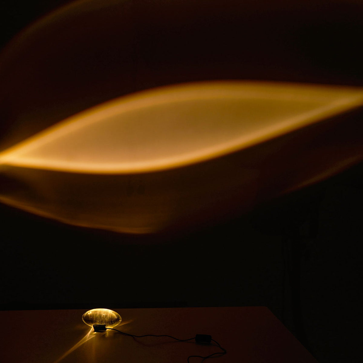 Ova | Crystal Glass Table Lamp, Oval Stone LED Accent Lamp, Sunset Projection Light for Bedroom