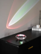 Ova | Crystal Glass Table Lamp, Oval Stone LED Accent Lamp, Sunset Projection Light for Bedroom