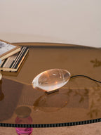 Ova | Crystal Glass Table Lamp, Oval Stone LED Accent Lamp, Sunset Projection Light for Bedroom