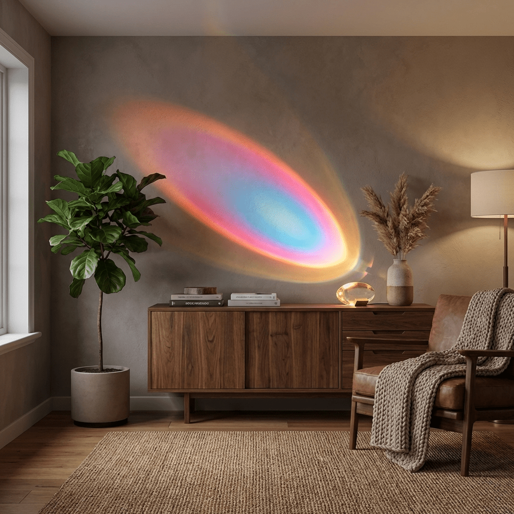 Ova | Crystal Glass Table Lamp, Oval Stone LED Accent Lamp, Sunset Projection Light for Bedroom