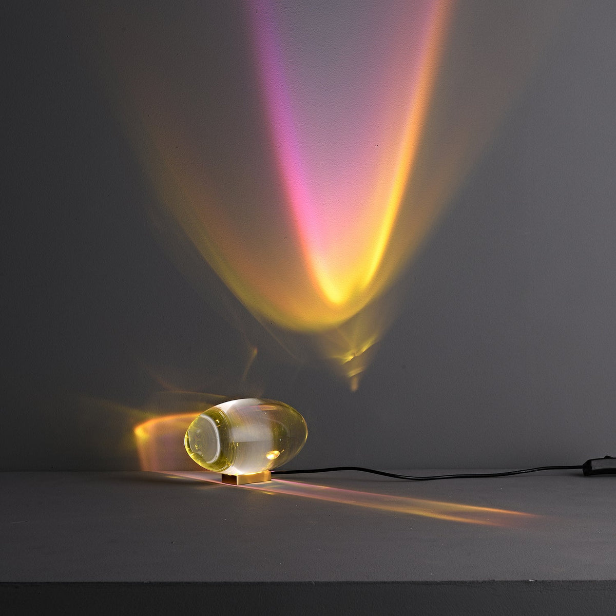 Ova | Crystal Glass Table Lamp, Oval Stone LED Accent Lamp, Sunset Projection Light for Bedroom