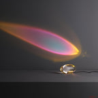 Ova | Crystal Glass Table Lamp, Oval Stone LED Accent Lamp, Sunset Projection Light for Bedroom
