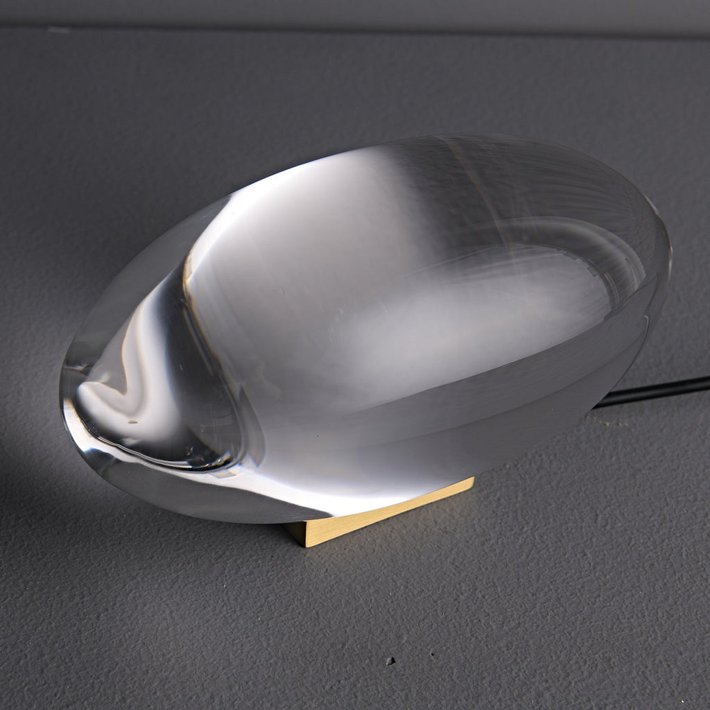 Ova | Crystal Glass Table Lamp, Oval Stone LED Accent Lamp, Sunset Projection Light for Bedroom
