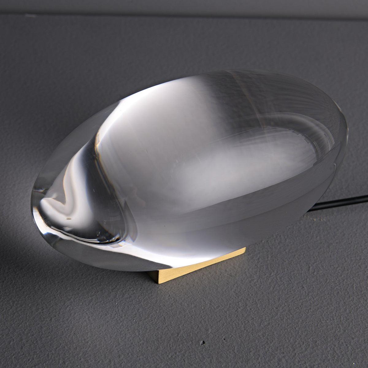 Ova | Crystal Glass Table Lamp, Oval Stone LED Accent Lamp, Sunset Projection Light for Bedroom