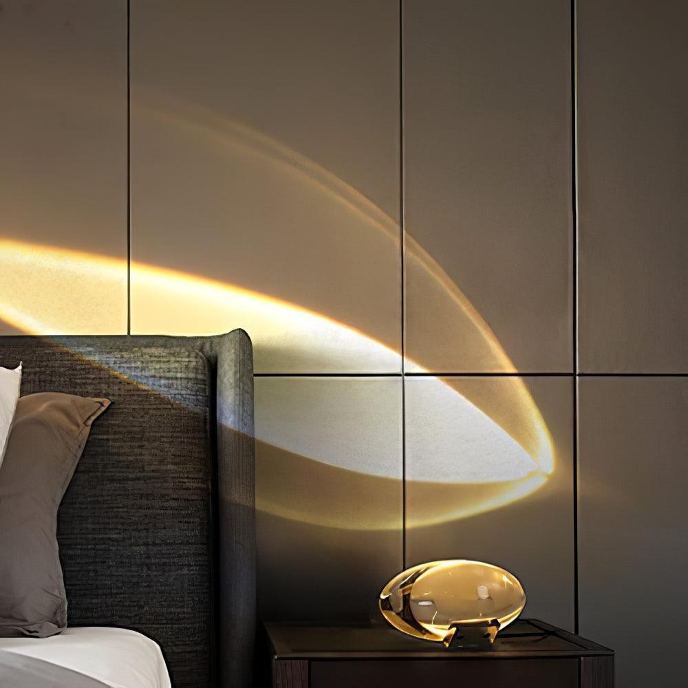 Ova | Crystal Glass Table Lamp, Oval Stone LED Accent Lamp, Sunset Projection Light for Bedroom