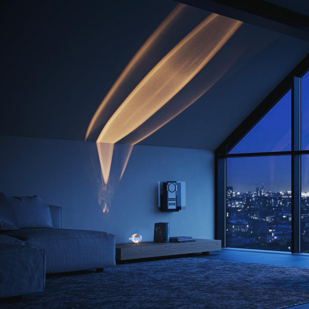 Ova | Crystal Glass Table Lamp, Oval Stone LED Accent Lamp, Sunset Projection Light for Bedroom