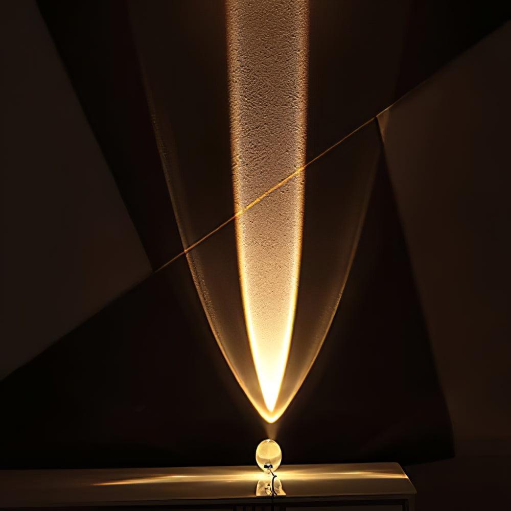 Ova | Crystal Glass Table Lamp, Oval Stone LED Accent Lamp, Sunset Projection Light for Bedroom