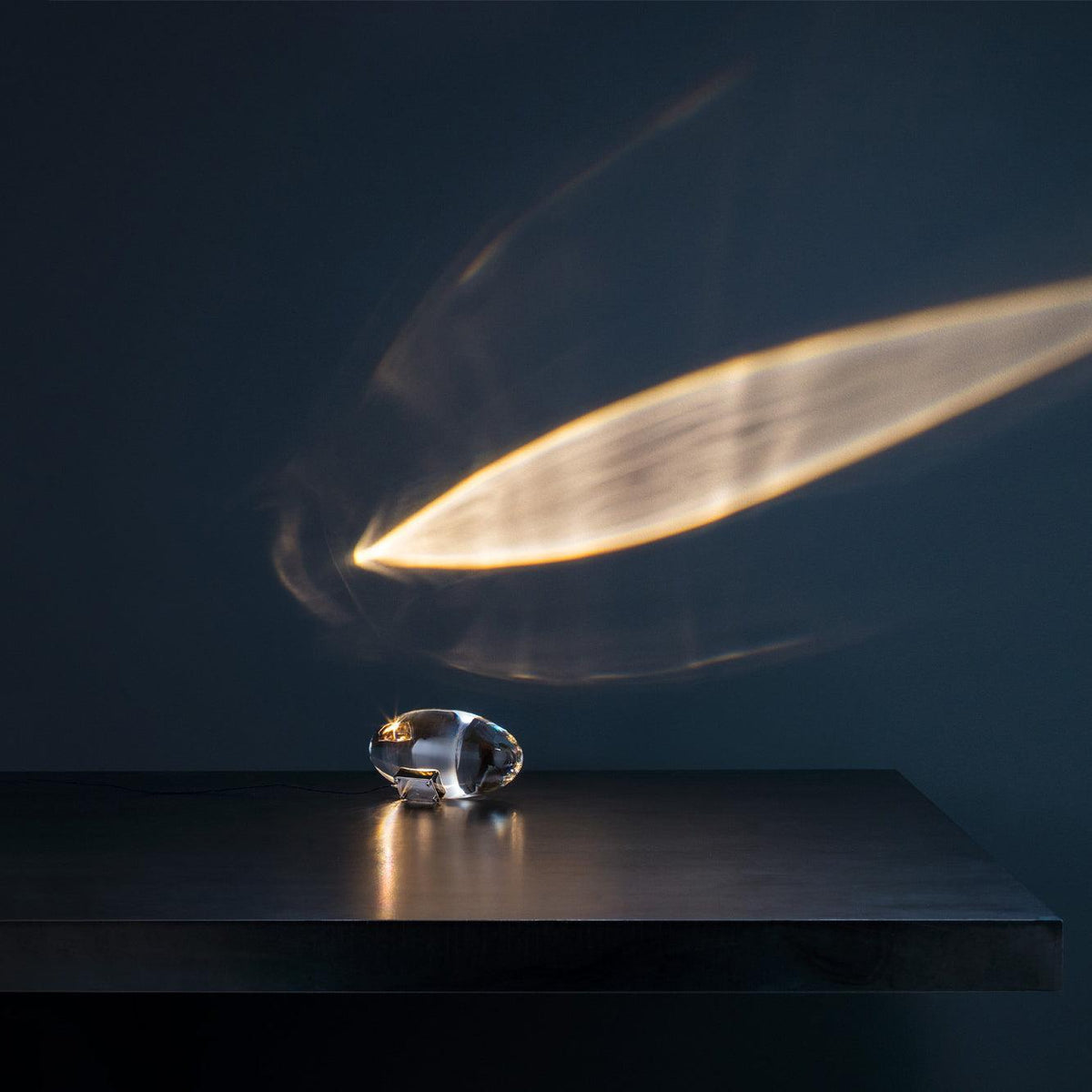 Ova | Crystal Glass Table Lamp, Oval Stone LED Accent Lamp, Sunset Projection Light for Bedroom