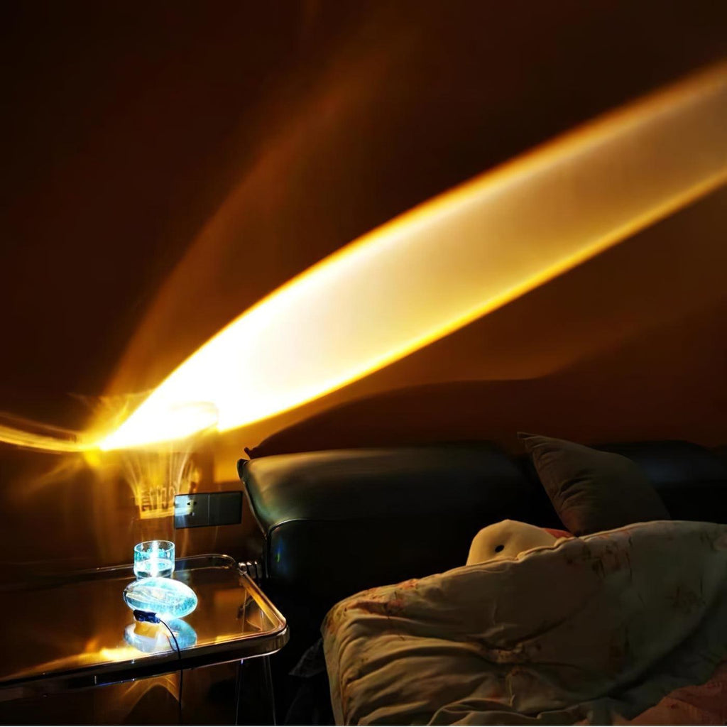 Ova | Crystal Glass Table Lamp, Oval Stone LED Accent Lamp, Sunset Projection Light for Bedroom
