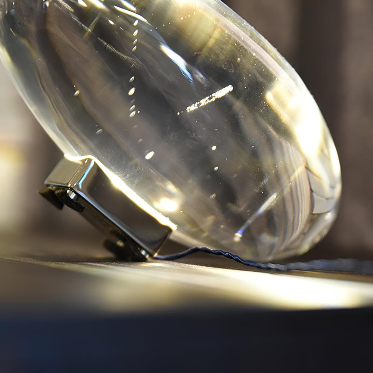 Ova | Crystal Glass Table Lamp, Oval Stone LED Accent Lamp, Sunset Projection Light for Bedroom