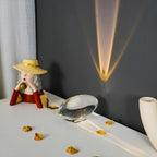 Ova | Crystal Glass Table Lamp, Oval Stone LED Accent Lamp, Sunset Projection Light for Bedroom