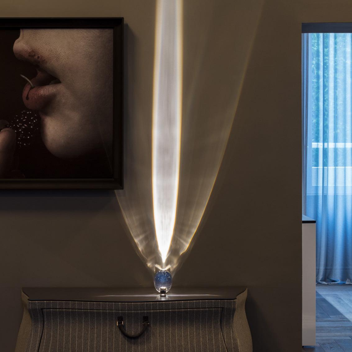 Ova | Crystal Glass Table Lamp, Oval Stone LED Accent Lamp, Sunset Projection Light for Bedroom