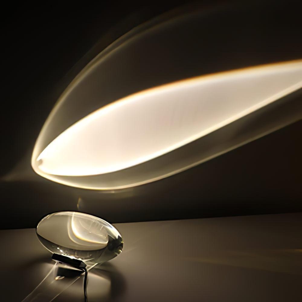 Ova | Crystal Glass Table Lamp, Oval Stone LED Accent Lamp, Sunset Projection Light for Bedroom