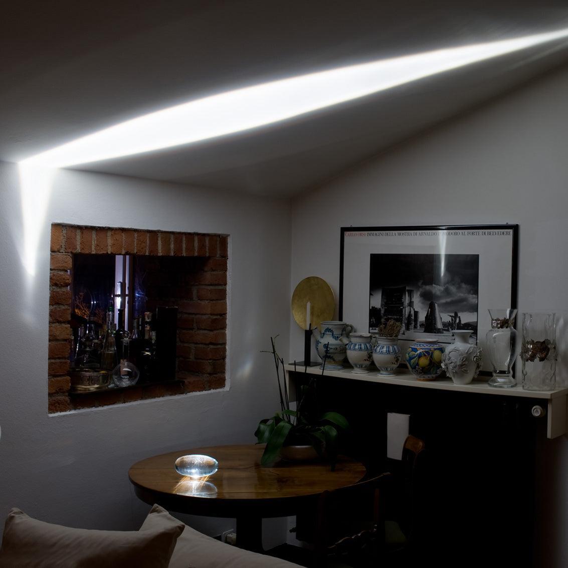Ova | Crystal Glass Table Lamp, Oval Stone LED Accent Lamp, Sunset Projection Light for Bedroom
